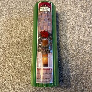 Retired Yankee Candle Christmas Wreath Pillar Candle 9" Green Holiday Scented
